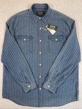 Chemise indigo en coton et lin