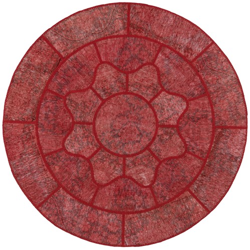 Tapis patchwork rond rouge - patchwork,