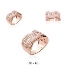 Dolly-Bijoux Bague Rose T50 Entrelacés Plaqué Or 18K Rose 5 Microns