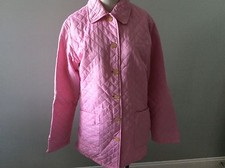 Lilly Pulitzer Pink Quilted Coat Women's M Medium Button Front LIned Pockets