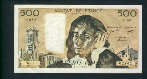 Billet 500 francs - 500, pascal