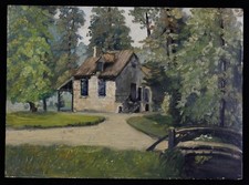 Paysage huile / panneau fin