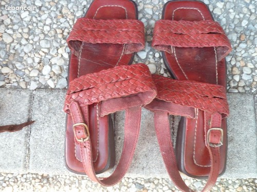 Sandales rouges tressees - sandales,