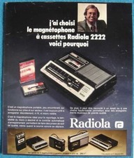 Publicité Papier - magnétophone à cassettes RADIOLA 2222 de 1975