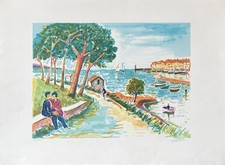 Jean-Claude PICOT (1933-2020), Bord De Mer. Lithographie Couleurs. 54 x 75 cm