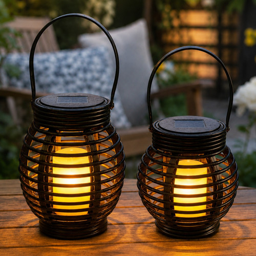 Lanternes solaire noires effet - lanternes,