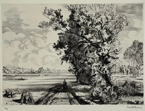 Paysage campagne gravure - gravure, eau