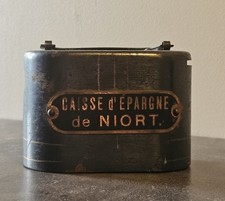ancienne TIRELIRE Coffret secret CAISSE D'ÉPARGNE NIORT Coffre fort P. HAFFNER
