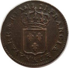 LOUIS XV (1715-1774) DEMI SOL AU BUSTE ENFANTIN 1721 A (Paris) TB+