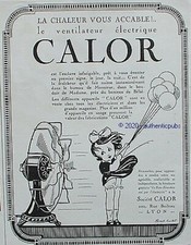 PUBLICITE CALOR VENTILATEUR ELECTRIQUE BERCEAU BEBE BALLON DE 1925 AD PUB RARE