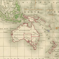 Carte géographique Atlas Océanie Australie Malaisie Gravure originale XIXème