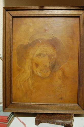 Portrait chouan sur cuir - portrait,