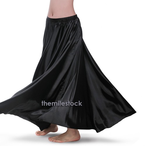 Jupe longue tms noire satin - longue,