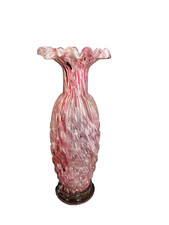 Vase Clichy en verre rose et