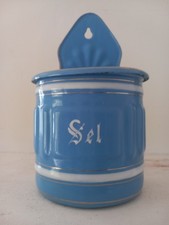  Ancienne grande Boîte  à Sel  en tôle Émaillée