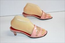 FREE LANCE Escarpins  Mules Vintage Tout Cuir Verni Saumon T 36 BE