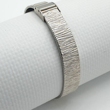 Bracelet Montre Argenté Vintage 14mm/15,5cm Ajustable Acier inoxydable Texturé 