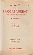 ANNALES DU BACCALAUREAT par VUIBERT / ANGLAIS - ANNEE 1951