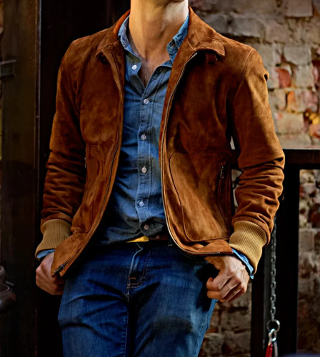 Veste homme daim marron - veste, en