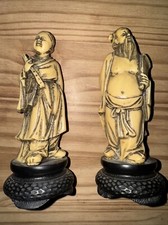 vintage Lot De 2 figurines statue en résine sculpté  chinois