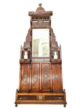 Porte-manteau syrien important en bois incrusté de nacre - XIXe siècle