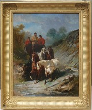 Tableau chevaux attelage.James