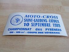 Autocollant MOTO-CROSS - SAINT GAUDENS LIÉOUX - CHAMPIONNAT PYRÉNÉES - 1989