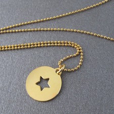 Collier pastille étoile en plaqué or 24 carats sur argent 925/1000e CO38-J