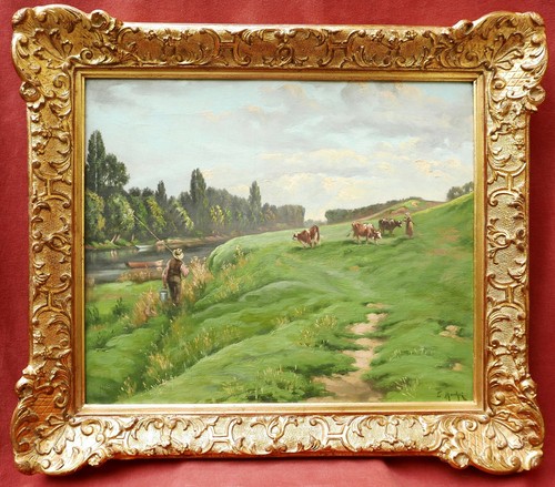 Lucien marchet pair paintings - lucien,