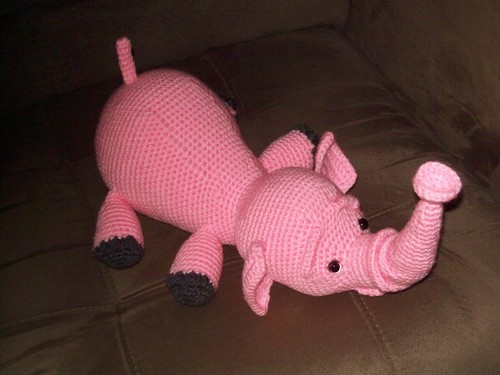 Adorable crochet pink elephant - pink,