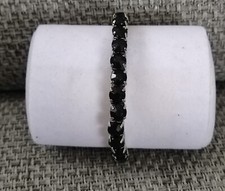 BRACELET ELASTIQUE ARGENTE EN STRASS NOIR
