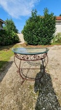 Sublime console en fer forgé avec plateau en verre