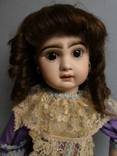 Poupée ancienne: Belle Jumeau bouche ouverte yeux bruns dormeurs t12 68 cm