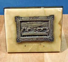 ANCIENNE PLAQUE SUR MARBRE LA CENE D'APRES LEONARD DE VINCI