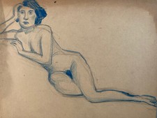 Beau Dessin Nu Ancien Crayon