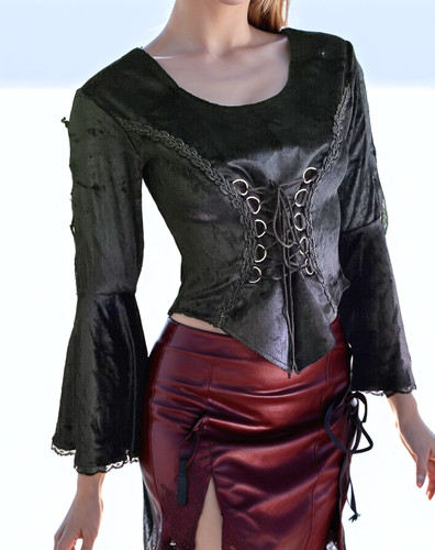 Blouse velours miederbluse - en,