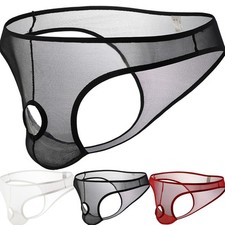 Culotte string en soie glac��e homme slip homme sissy fashion devant ouvert