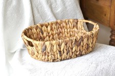 corbeille/panier/banette - paille/jonc/raphia? vintage - 35 x 25 x 12 - exc état