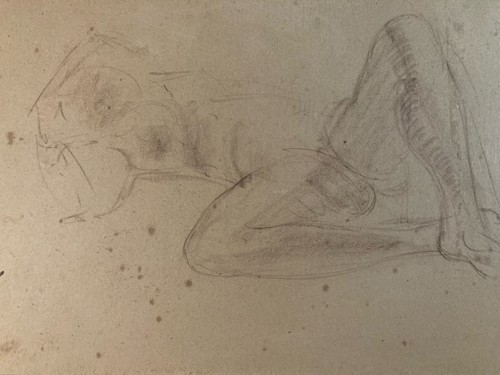 Ancien dessin 1920 crayon - nu,