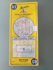 Ancienne Carte Routière Pneu Michelin n°83 De 1966 Carcassonne - Nîmes