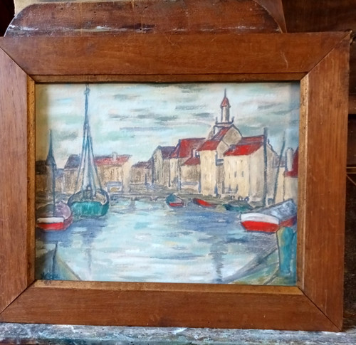 Tableau ancien marine port - port, de