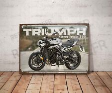Plaque métal vintage Triumph Street Triple 765 Enseigne Garage Décoration moto