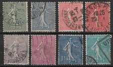 Lot 8 timbres Semeuse Lignée