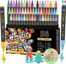 Efimeso Set De 56 Crayons De Feutre Acrylique Pour La Peinture De Roches,