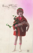 CP ROSE BONNE ANNEE PETITE FILLE BONNET FER CHEVAL - 54199