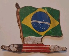 BRESIL DRAPEAU TOLE LITHO VINTAGE AMERICORAMA L'ALSACIENNE 1960