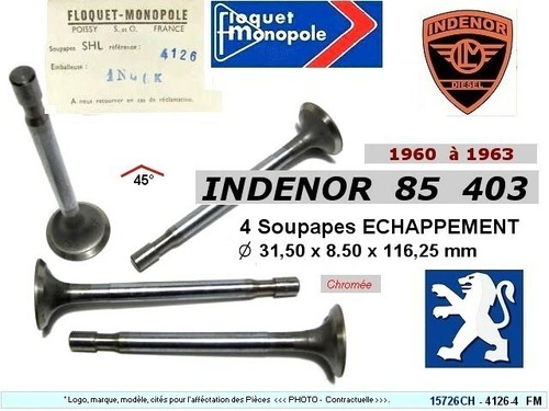 Soupapes échappement indenor - échappement,