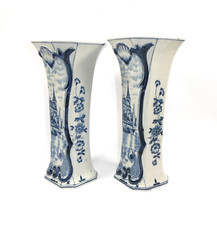 Paire De Vases Delft Décor Environ 1900 A-9