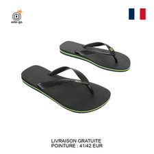Tongs Havaianas noires 41/42 - traits aux couleurs du Brésil [NEUF]
