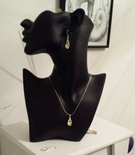 parure pendentif boucles d'oreille larme Swarovski avec chaîne plaquée argent